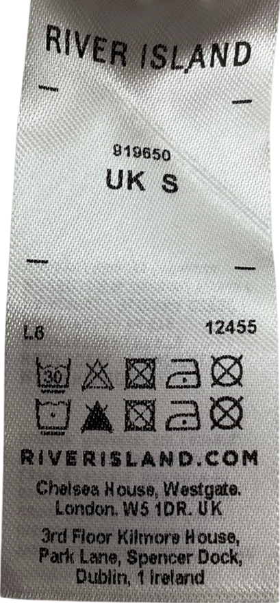 River Island Cream Knitted Colour Block Midi Shirt Dress UK S