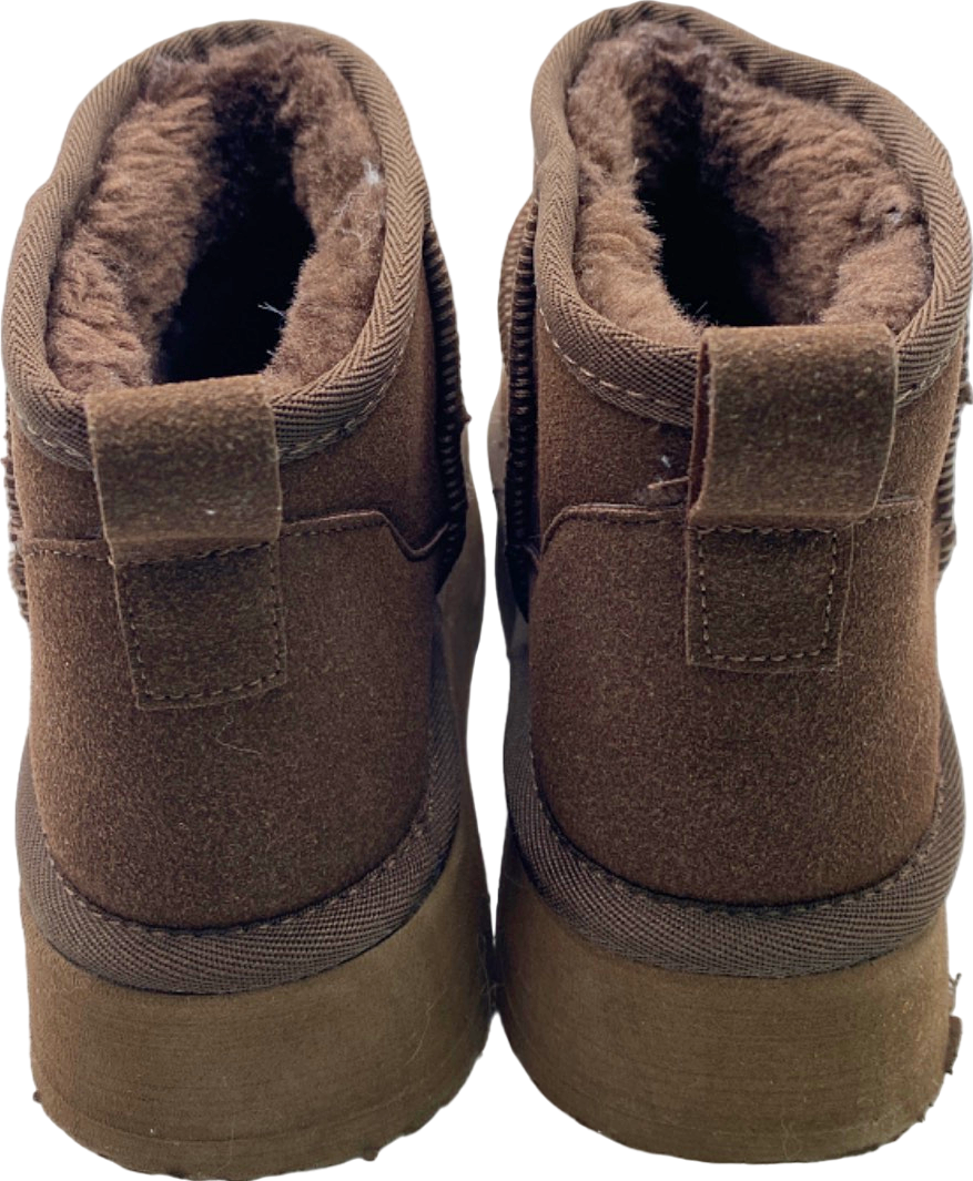 ASOS Brown Faux Shearling Lined Platform Boots UK 5