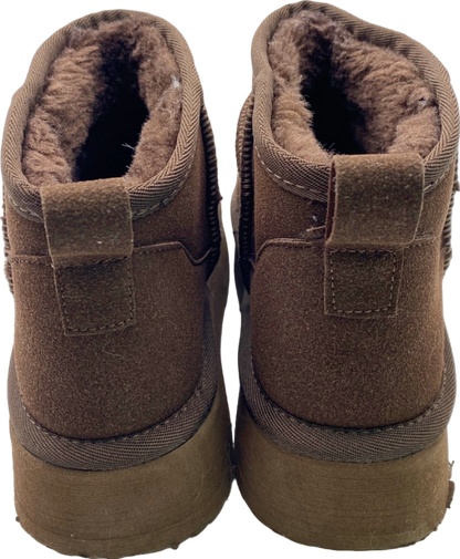 ASOS Brown Faux Shearling Lined Platform Boots UK 5