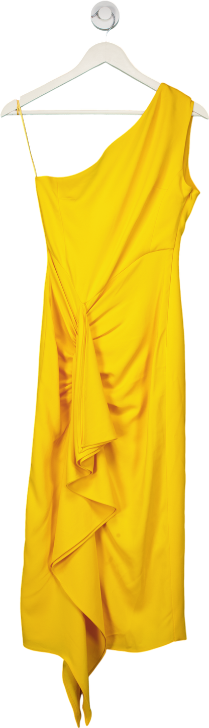 Karen Millen Yellow One-Shoulder Satin Dress UK 6