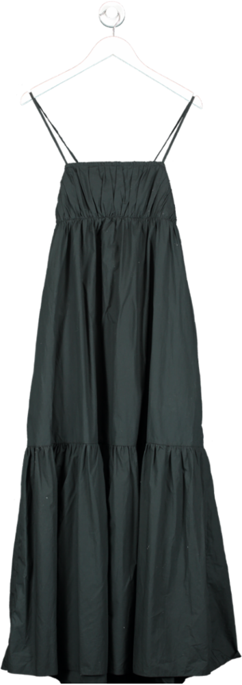 By Malene Birger Black Disemma Gathered Tiered Maxi Dress UK 8