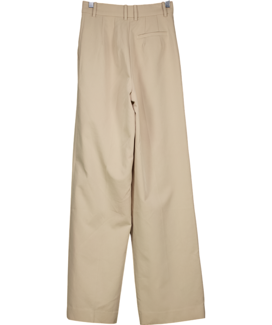BOA Beige Clean Cut Double Pleat Trousers UK XS