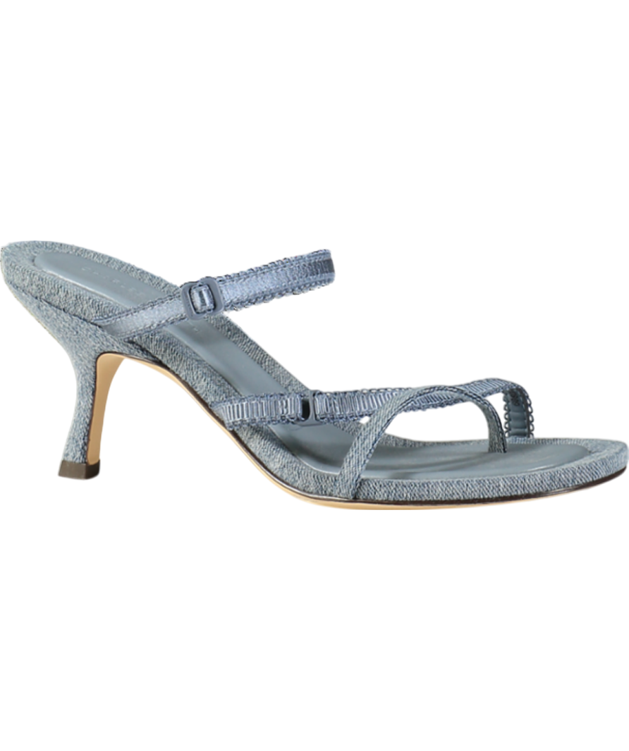 Charles & Keith Blue Denim Lace Strap Thong Sandals UK 4 EU 37 👠