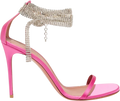 AMINA MUADDI Pink Georgia Crystal-strap Satin Wrap Sandals UK 4 EU 37