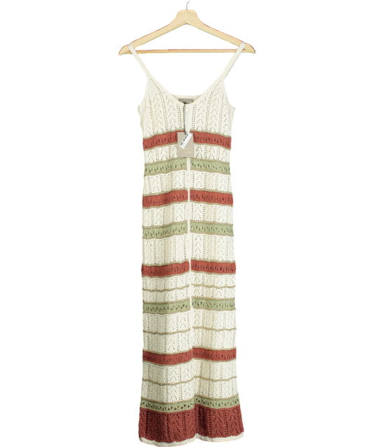 River Island Cream Knit Crochet Maxi Dress UK XS