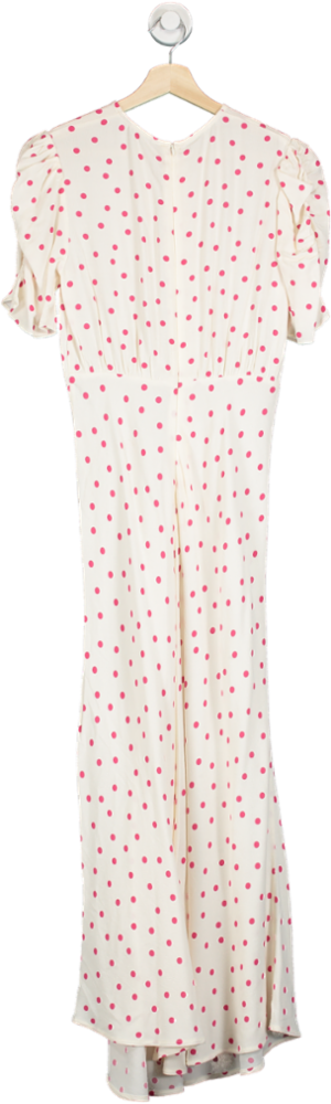 M&S White Pink Polka Dot Dress Regular Length UK 8