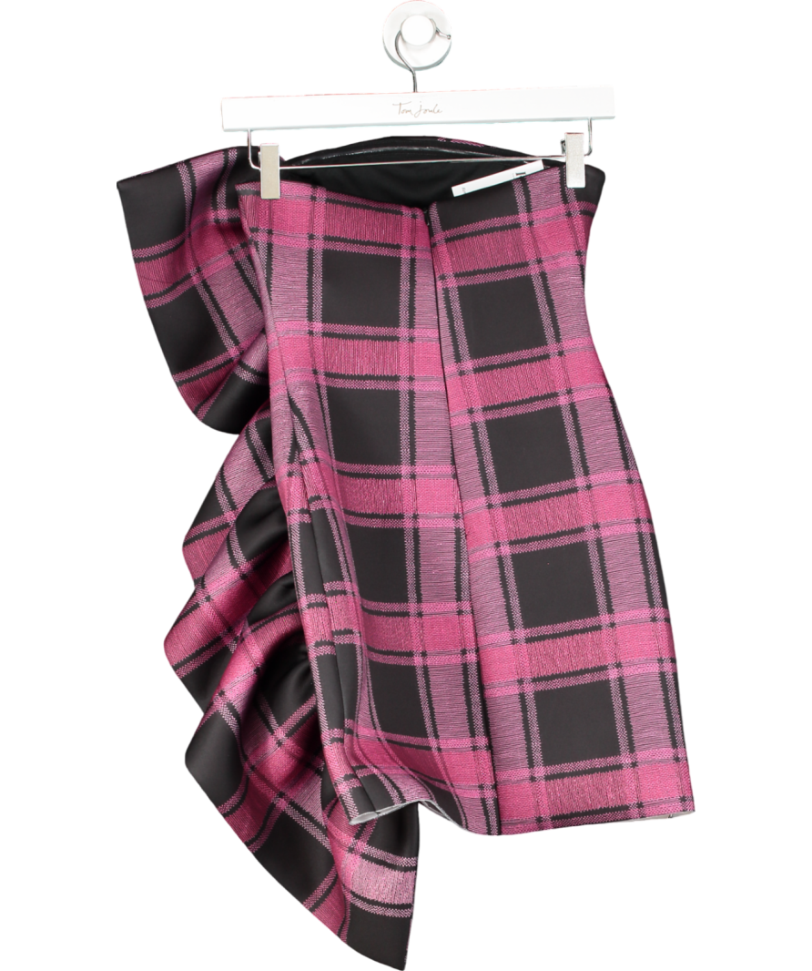 ASOS Purple Super Ruffle Bandeau Mini Dress In Check Print UK 6