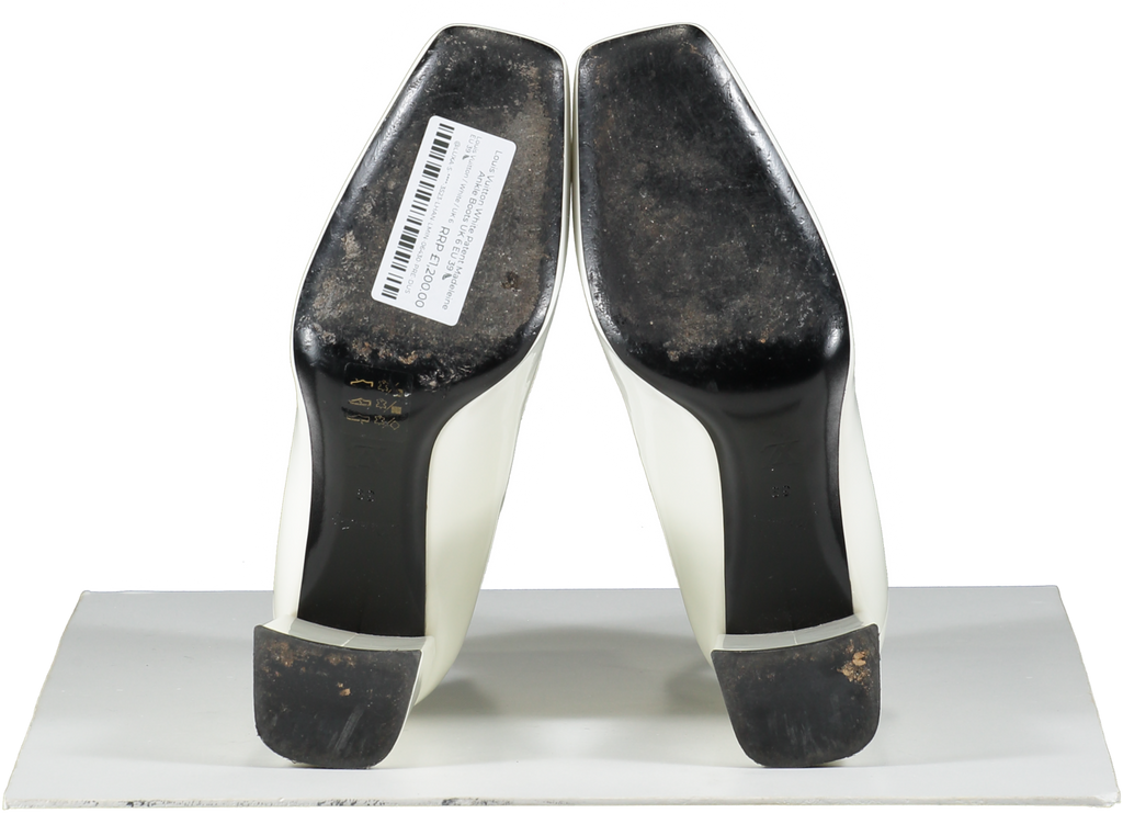 Louis Vuitton White Patent Madeleine Ankle Boots UK 6 EU 39 👠