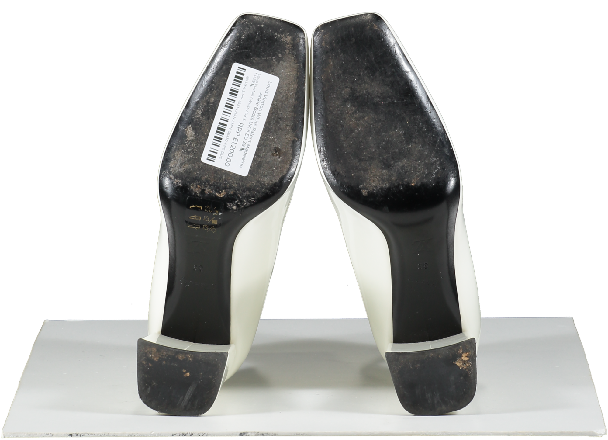 Louis Vuitton White Patent Madeleine Ankle Boots UK 6 EU 39 👠