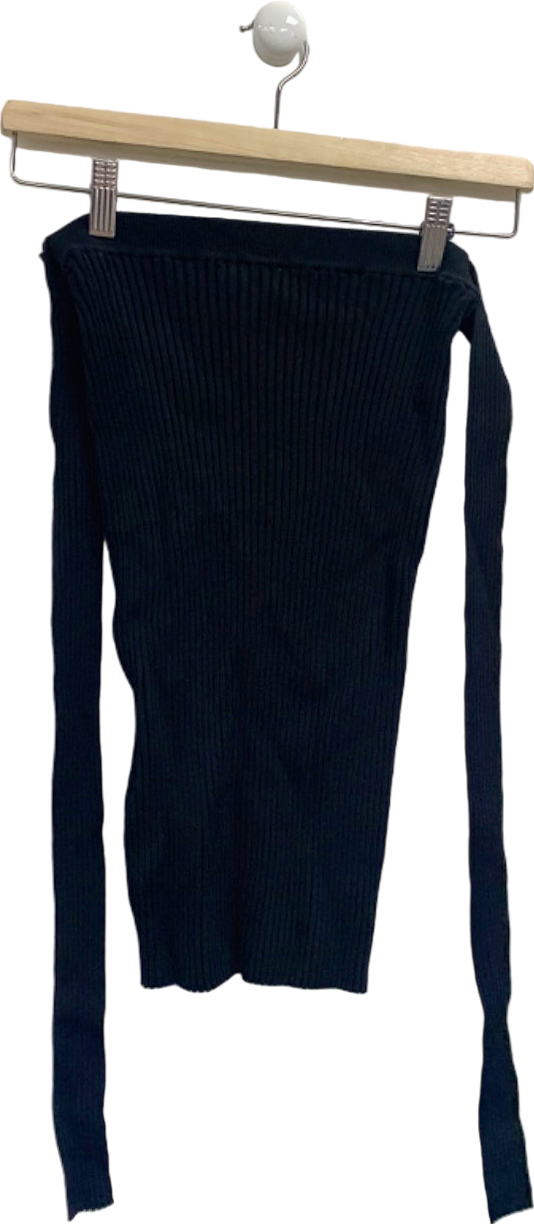 Point Zero One Black Ribbed Knit Top