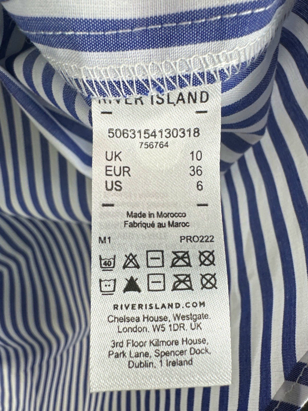 River Island Blue-White Striped Shirt UK 10