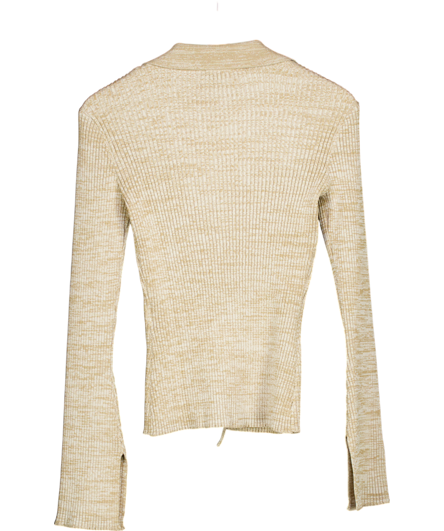 Oval Square Beige Tanner Knit Tie Cardigan UK S