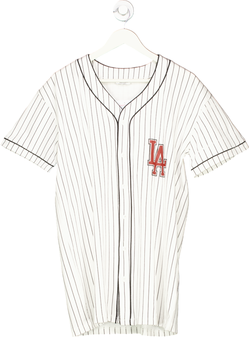 Miss Selfridge White Striped Los Angeles Baseball Jersey UK 10