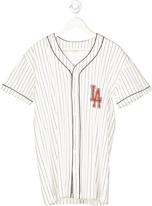 Miss Selfridge White Striped Los Angeles Baseball Jersey UK 10