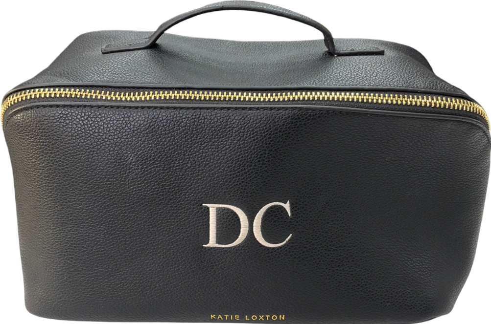 Katie Loxton Large Black Makeup And Wash Bag Initial “DC”