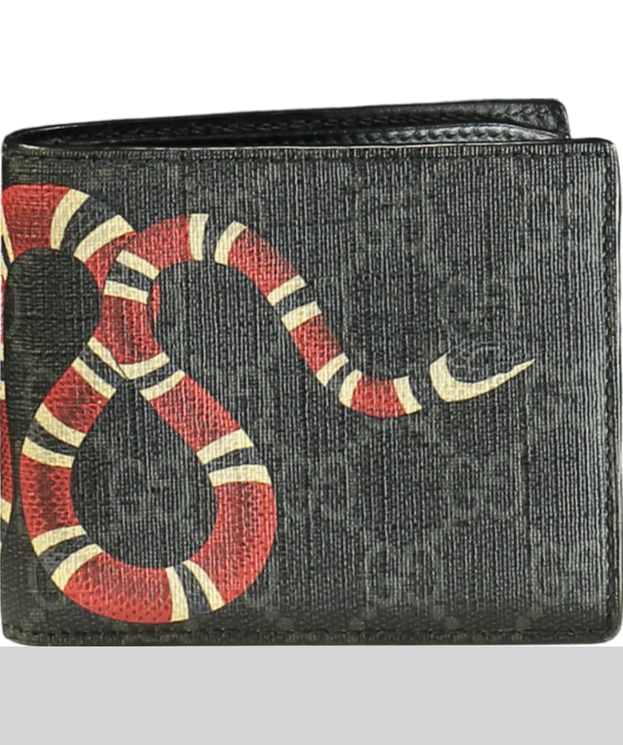 Gucci Black Kingsnake Print Bi-fold Wallet One Size