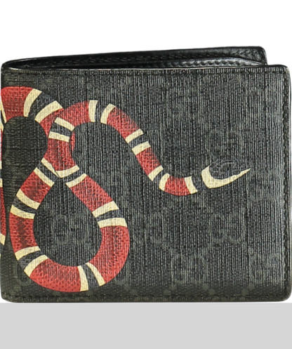 Gucci Black Kingsnake Print Bi-fold Wallet One Size