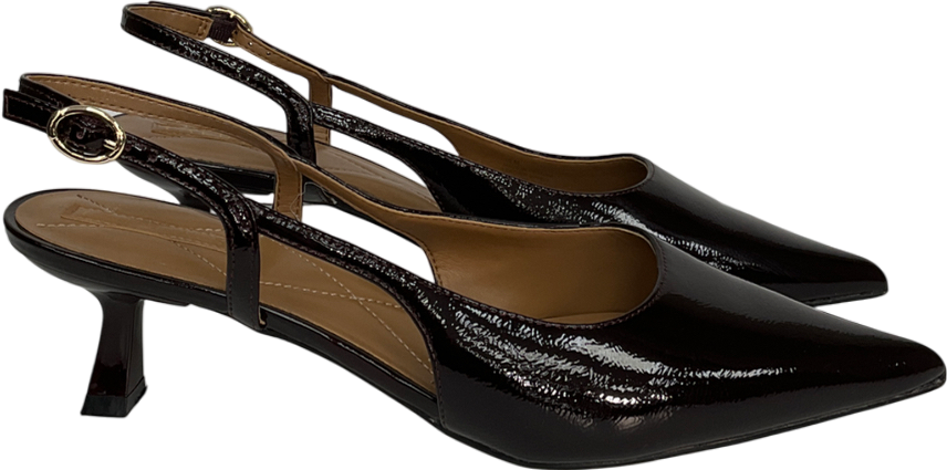 TALBOTS Red Olivia Slingback Kitten Heel Pumps - Crinkle Patent UK 7.5 EU 40.5 👠