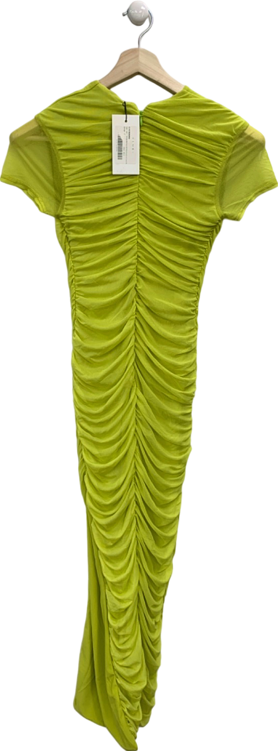 Club L Lime T Shirt Style Midi Dress With Mesh Overlay And Curved Skirt UK 8