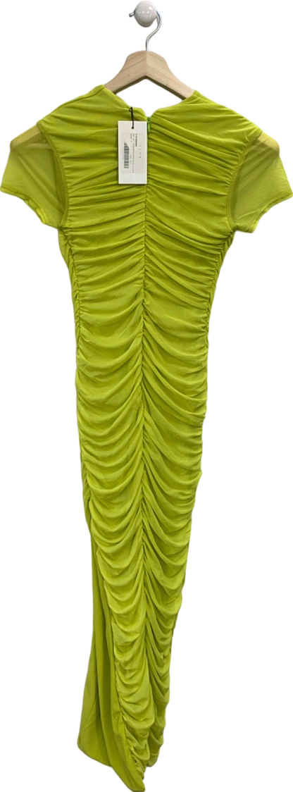 Club L Lime T Shirt Style Midi Dress With Mesh Overlay And Curved Skirt UK 8