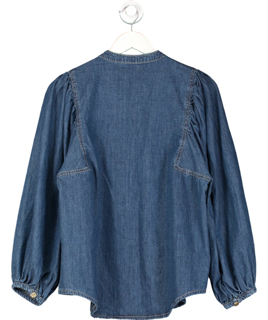 Mint Velvet Blue Puff Sleeve Denim Blouse UK S
