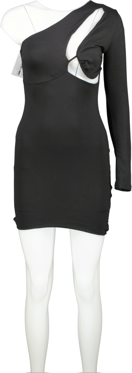 Fashion Nova Black One Sleeve Cut Out Mini Dress UK S