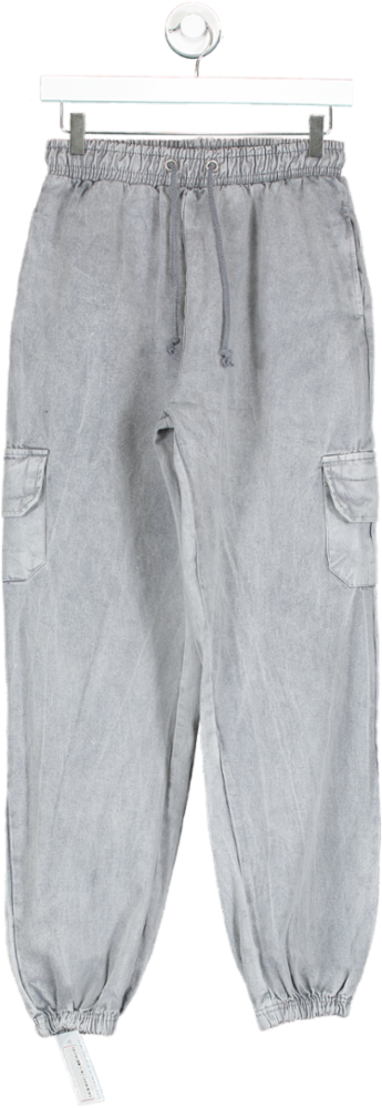 PrettyLittleThing Grey Cuffed Cargo Trousers UK 6