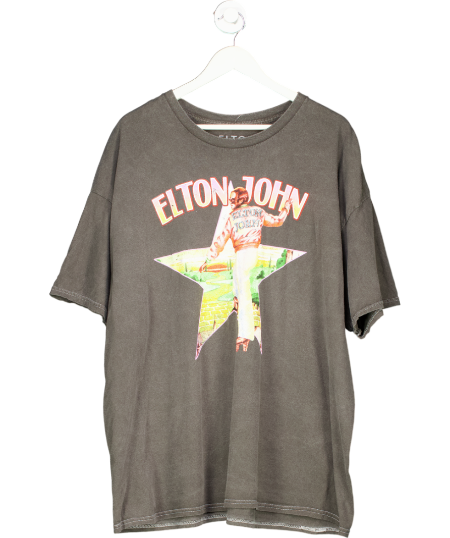 Elton John Grey Star Logo 100% Cotton T-shirt UK XXL