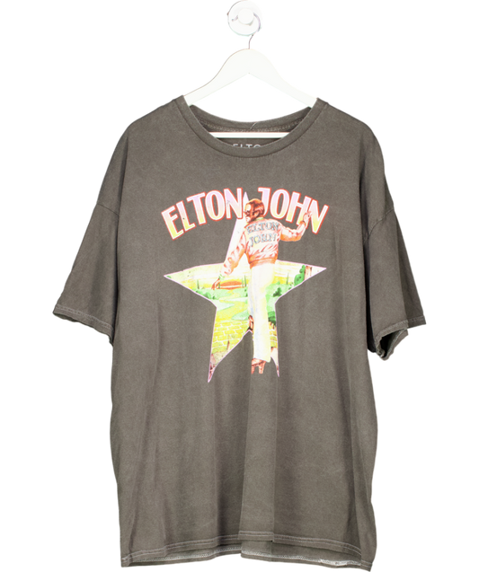 Elton John Grey Star Logo 100% Cotton T-shirt UK XXL