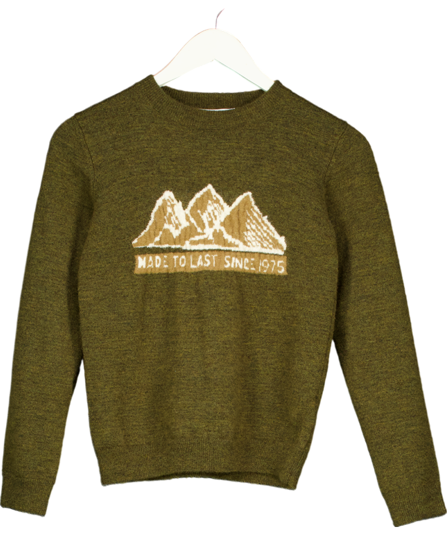 Bonpoint Green Thibault Intarsia Knit Sweater 12 Years