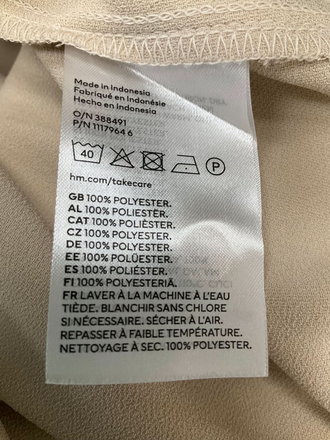 H&M Cream Satin Shirt UK M