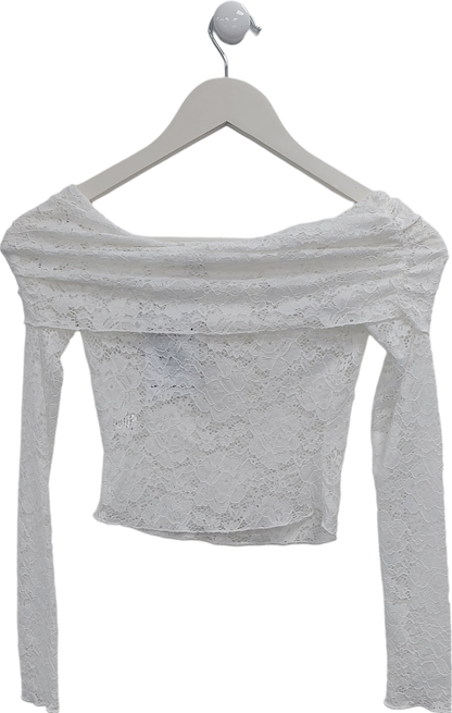 SLA the label White Off The Shoulder Lace Top UK XXXS