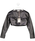 House of CB Black Ione Vegan Leather Cropped Jacket UK S