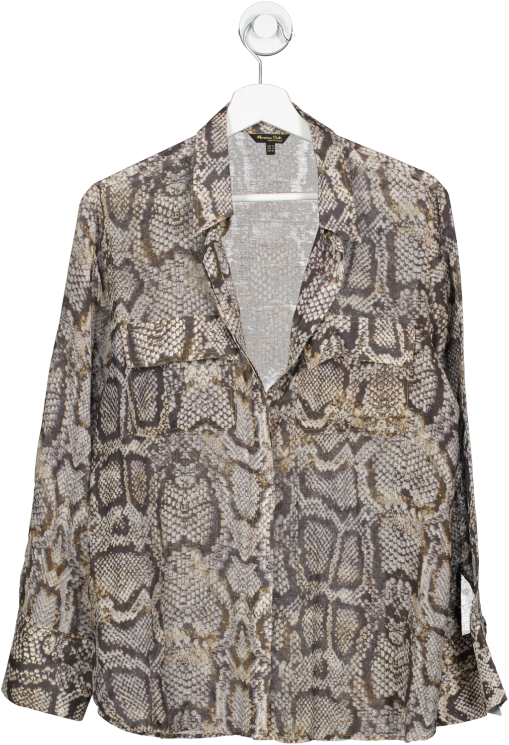 Massimo Dutti Brown Snakeskin Print Sheer Shirt UK M/L