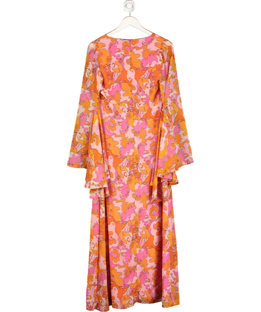 Joanie X Dawn O’porter Orange Pinacolada Floral Print Midaxi Dress UK 8