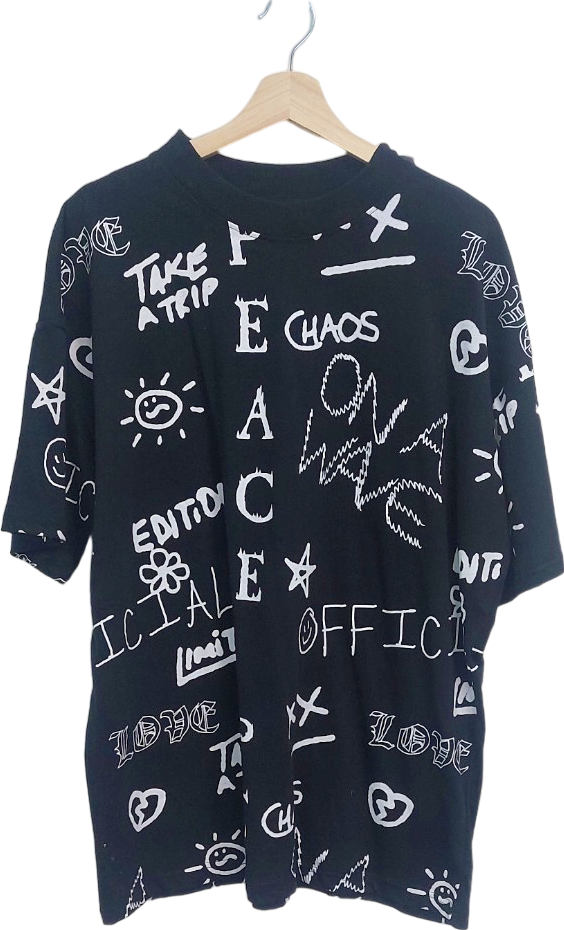 BoohooMAN Black Graphic Print T-Shirt UK M