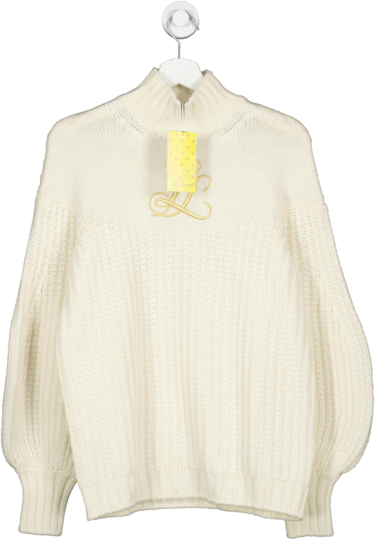 Luisa Lpagnoli Cream Embroidered Emblem Pullover UK S