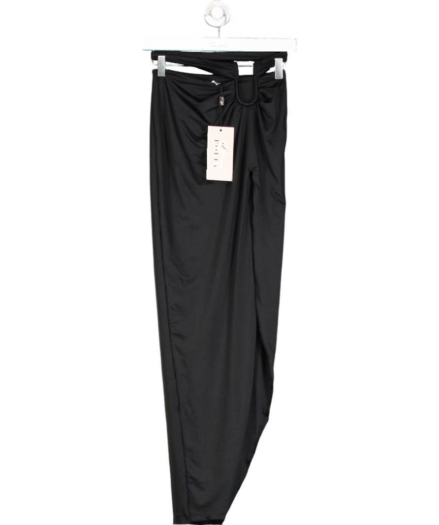 Oh Polly Black Ring Detail Split Side Midi Skirt UK XS