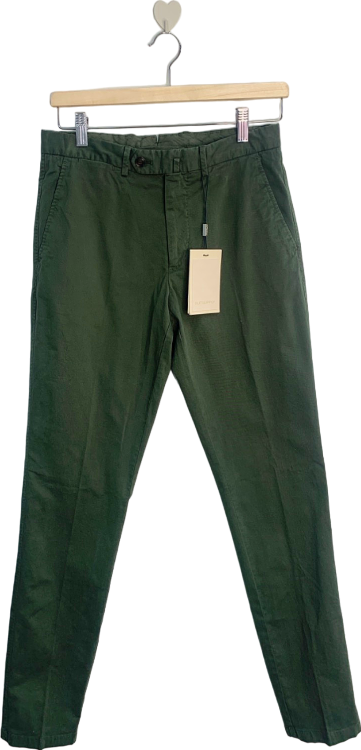Suitsupply Green Porto Novo Slim Leg Straight Chinos Stretch Cotton EU 44 W28