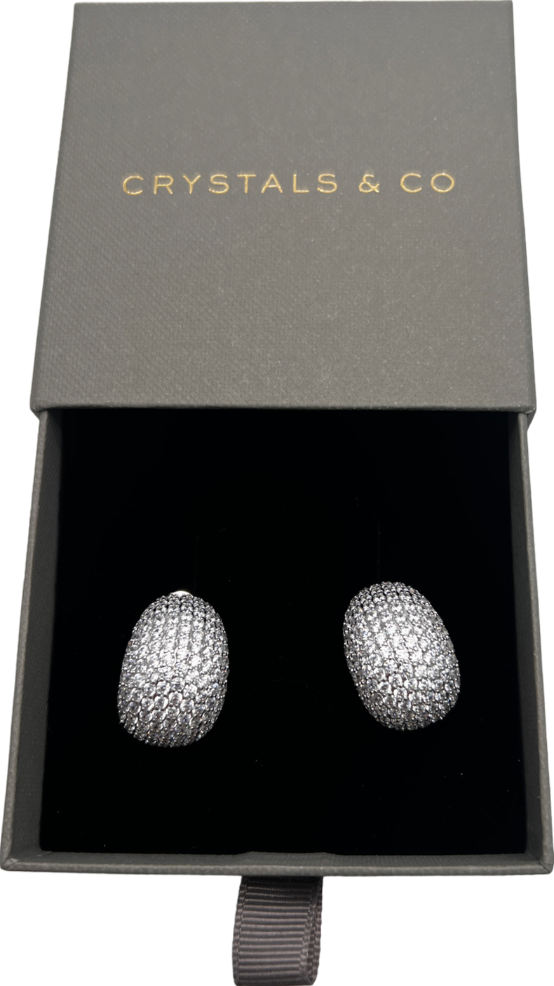 CRYSTALS & CO Pave Bubble Dome Earrings - White Gold