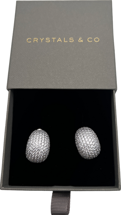 crystals & co Pave Bubble Dome Earrings - White Gold One Size