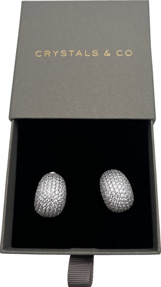 crystals & co Pave Bubble Dome Earrings - White Gold One Size