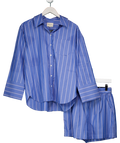 Sezane 2-piece Blue Stripes Oversize Bilma Shirt And Nicolo Shorts Set UK 8
