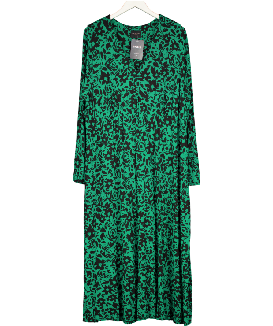 live unlimited Green Long Sleeve Floral Print Jersey Dress UK 26