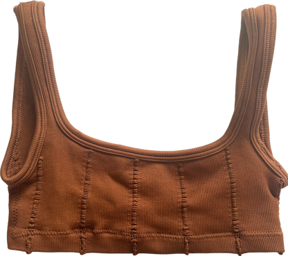 Out From Under Brown Ribbed Tank Crop Top XS