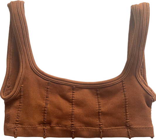 Out From Under Brown Ribbed Tank Crop Top XS