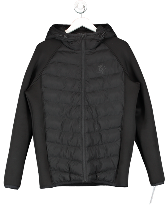GYM KING Black Contrast Sleeve Quilted Jacket UK XL