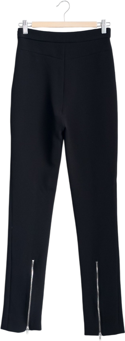 FRANKIE SHOP Black Slim Leg Stretch Trousers With Zips UK S