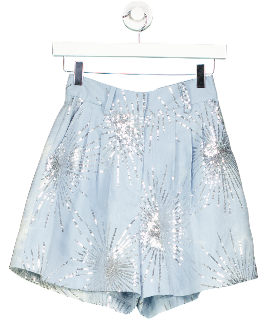 Bambah Blue High Waist Sequin Beach Shorts UK 8