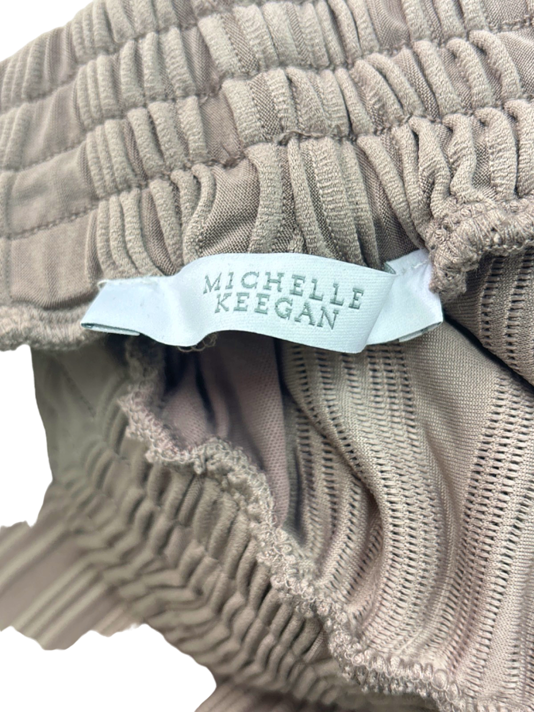 Michelle Keegan Beige Textured Wide Leg Trousers UK 12